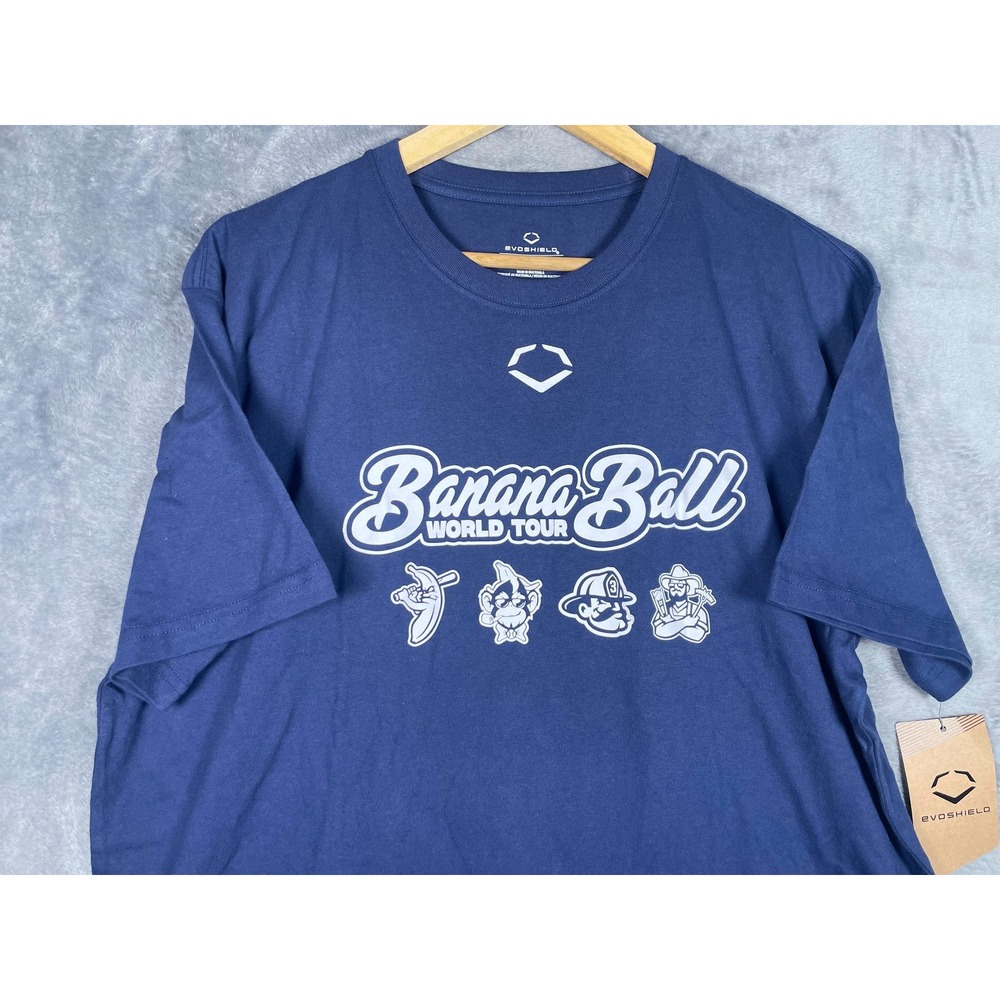 Evoshield Banana Ball World Tour Crew Tee Navy Blue Mens XL WB6078901XL NWT
